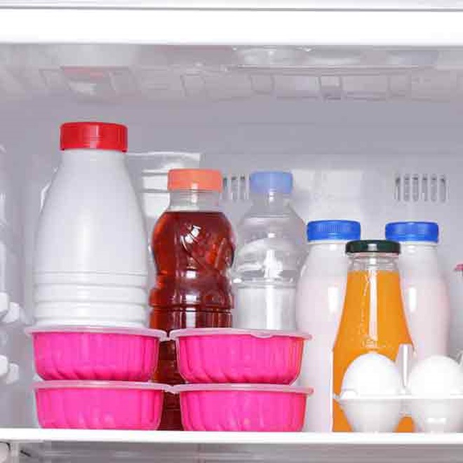 meals eggs juices and other drinks chilling in the fridge square